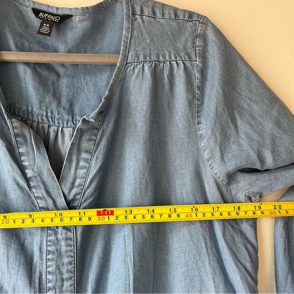 Buffalo David Bitton Blue Chambray Tunic Dress Women’s Size M Long Sleeve - Picture 7 of 10